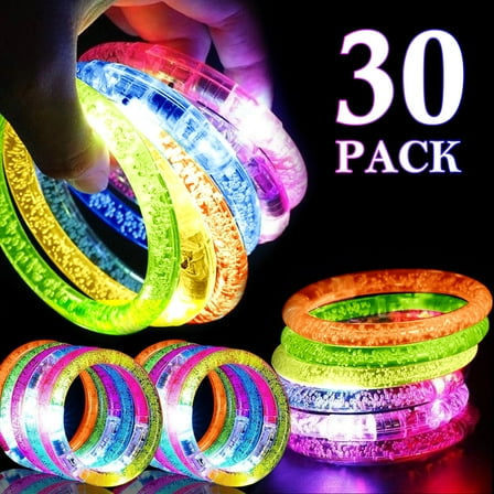 Allhall 30 Pcs Glow in the Dark Party Supplies, Flashing Light up Toys, Bracelets Christmas Glow Sticks, Mardi Gras Party Favors, Carnival Birthday Concert Gifts Accessory