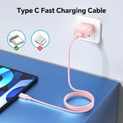 USB C Charger, 20W USB C to USB C Cable with Type C Charger Fast Charging Block, USB C Cable 6ft Compatible with iPhone 15 Pro Max/Plus/Pad Pro/YJJSKEJI S23/Android Charger, 2Pack Pink