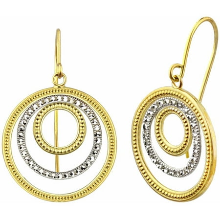 US GOLD 10kt Gold Diamond-Cut Multi-Circle Drop Earrings