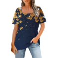 thumbnail image 1 of Gibobby Blusa de Trabajo de Manga Corta Camiseta manga corta con cuello cuadrado y letras impresas para mujer, camiseta informal ajustada, blusa(Rojo,CH), 1 of 5