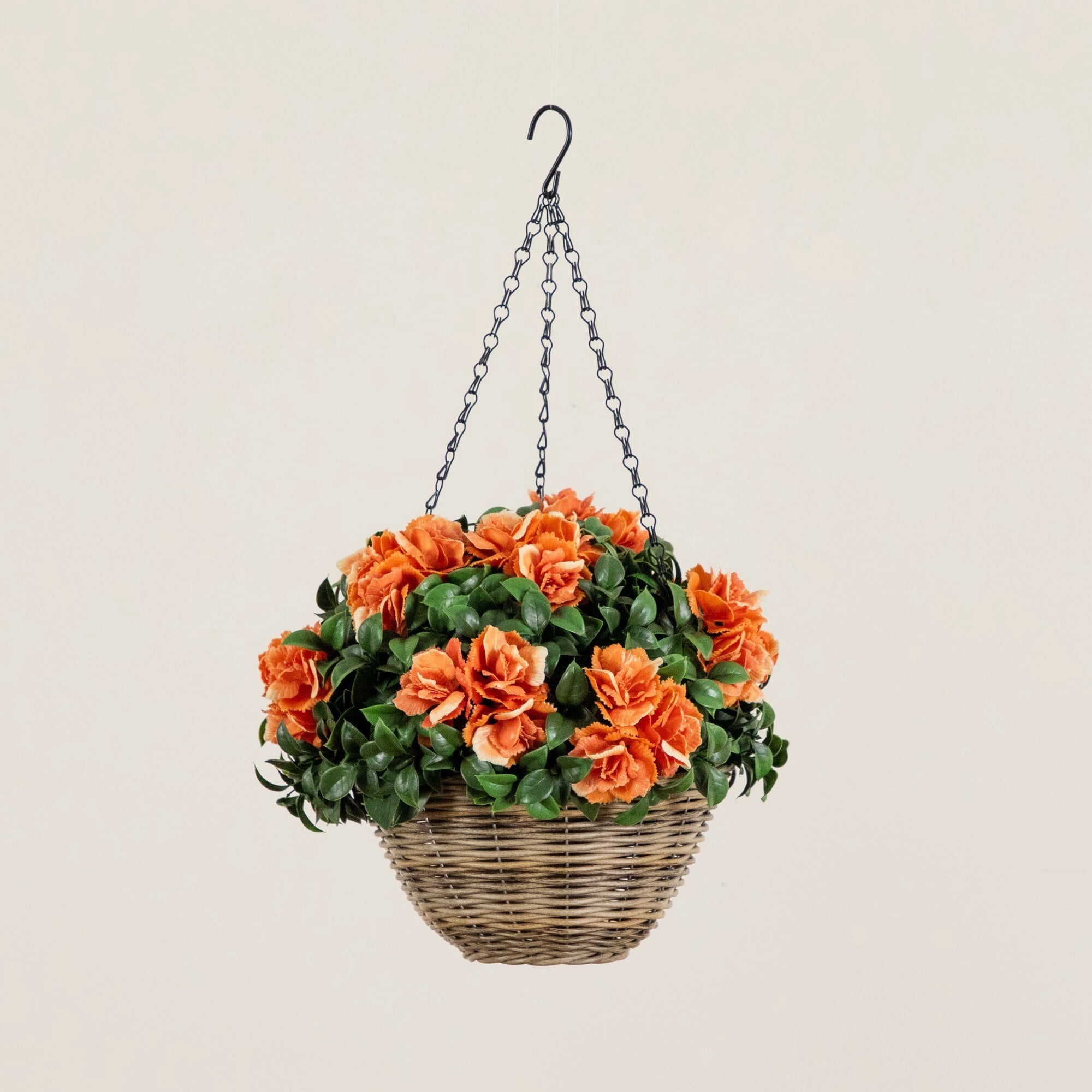 22in. UV Resistant Artificial Camellia in Hanging Basket (Indoor/Outdoor)