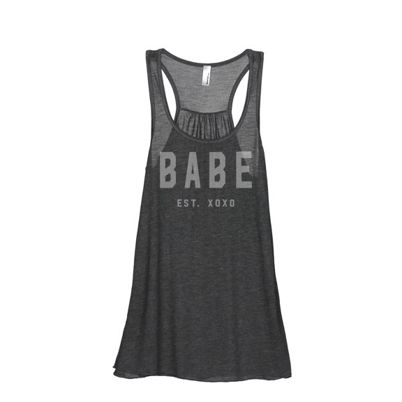 Thread Tank Babe Est. XOXO Women's Sleeveless Flowy Racerback Tank Top Charcoal Small