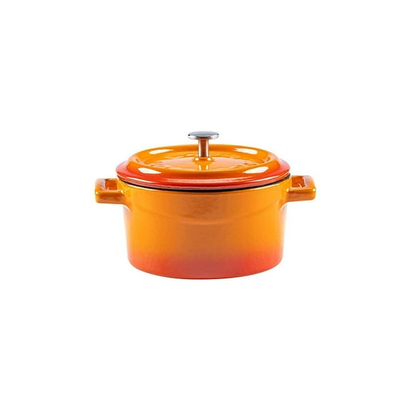 Cast Iron dia.4" h:2" 13 oz. Round Orange Cast Iron Dutch Oven