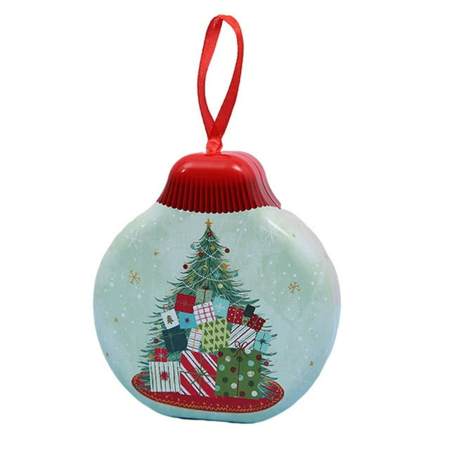 Boîte de Rangement Cloche de Noël Mignonne Boîte de Rangement en Fer-Blanc Colorée Pendentif d'Arbre de Noël Boîte Cadeau Support de Cloche Décoration de Noël