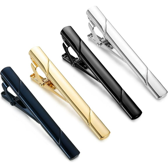 4PCS Tie Clips for Men Tie Bar Clip Set for Regular Ties Necktie Wedding Business Clips