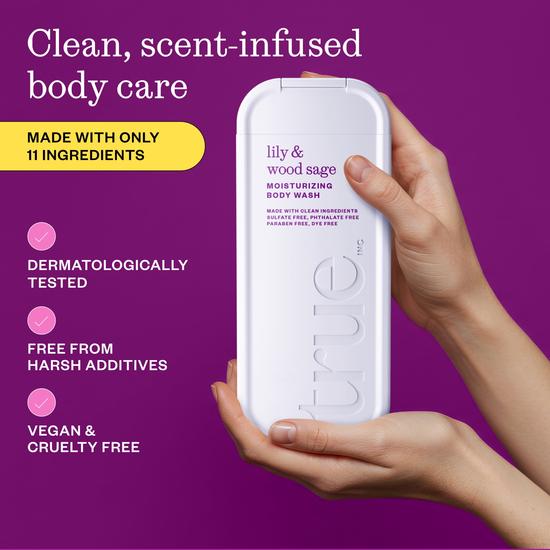 True Lily & Wood Sage Body Wash, Sulfate-Free, Moisturizing and Hydrating Formula for Women & Men, 18 fl oz