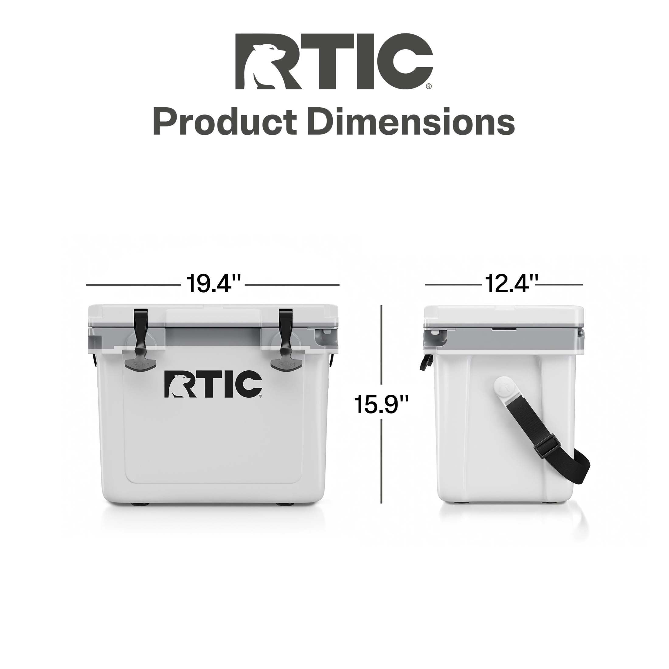 RTIC 22 QT Hard-Sided Cooler, Fits 30 Cans or 8 Wine Bottles, White & Grey
