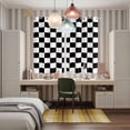 thumbnail image 5 of Simple Black White Checkered Kitchen Curtains 63 Inch Length, Lattice Buffalo Plaid Grommet Top Bedroom Living Room Curtains, Light Filtering Cafe Curtain Drapes 2 Panels Set 84''x63'', 5 of 9