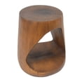 thumbnail image 6 of Hollow Round End Table with Wood Grain Finish, Antique Brown Side Table for Indoor and Outdoor Use, 6 of 10