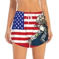 thumbnail image 2 of Gukieu American Astronaut Runs Forward Print Women's Sports Shorts with Drawstring Elastic Waistband for Running, Yoga, Fitness-Small, 2 of 7