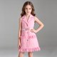 thumbnail image 2 of Odeerbi Vestido de Las Niñas Sin Mangas Blazer Entallado Solapa Ruffle Vestido de Camisa de Línea A Con Cinturón, 2 of 9