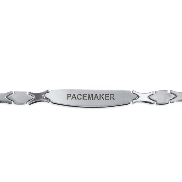 Chaîne à Maillons en Forme de Feuille Pacemaker Nom à la Mode Plaqué Rouge Bracelet d'Identification Médicale pour Hommes Adolescents Ton Argent Acier Inoxydable Gravé sur Mesure