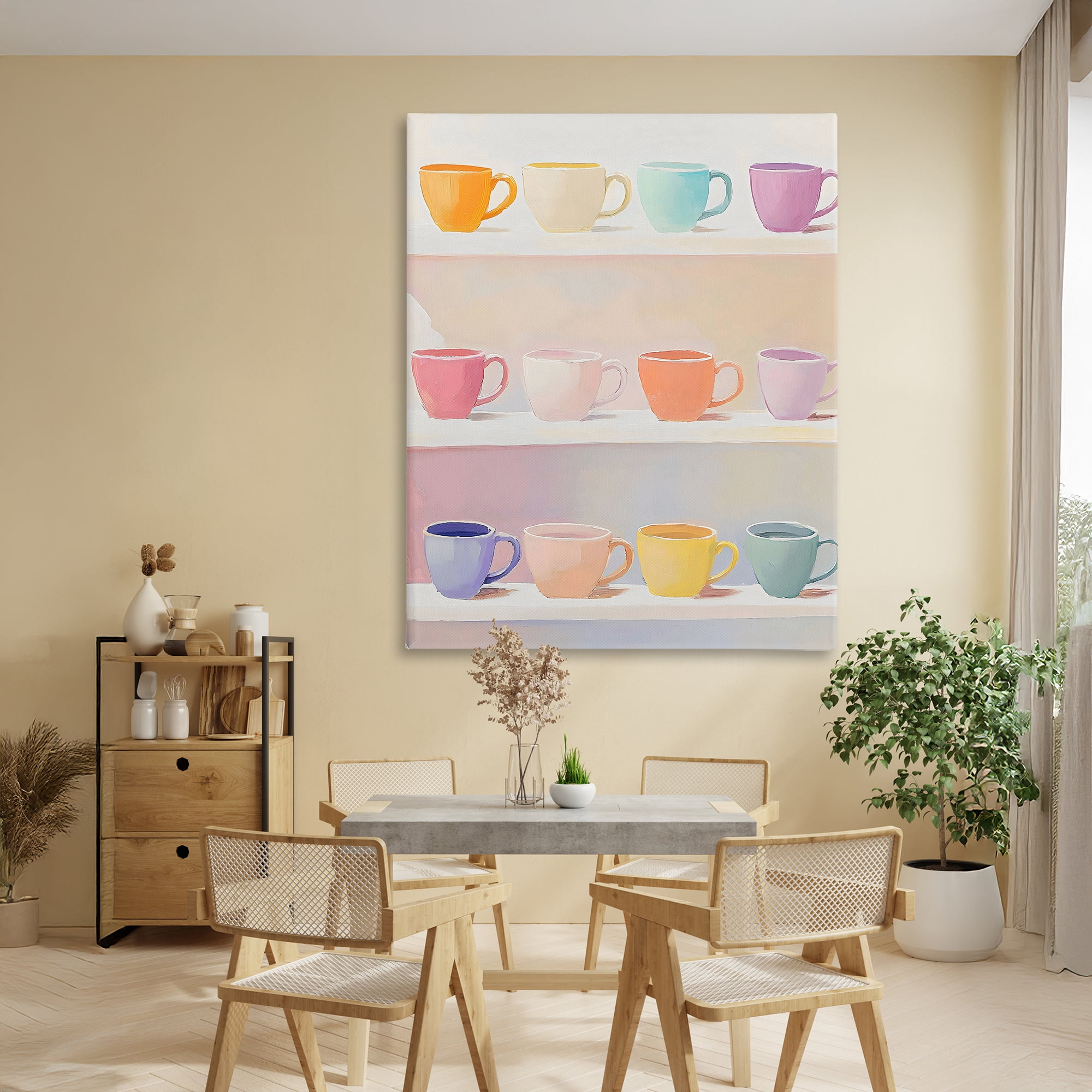Stupell Industries Rows of Pastel Teacups Canvas Wall Art, design by The Prints Vibe