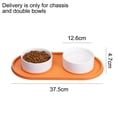 thumbnail image 2 of Juego de cuencos de cerámica para perros con tapete de silicona antideslizante, cuenco de alimentación para perros de boca ancha, 2 of 5