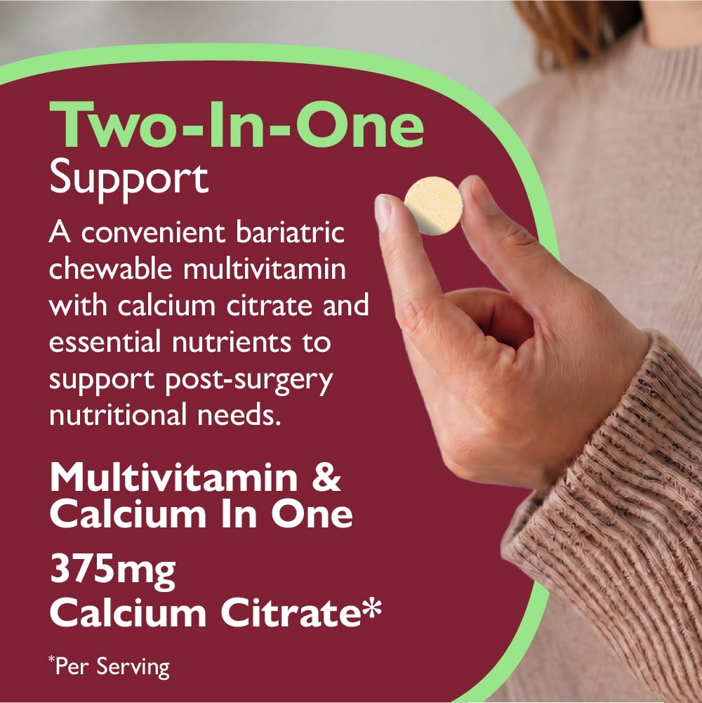 Celebrate Vitamins 2-in-1 Bariatric Multivitamin with Calcium Citrate Chewables, Orange Pineapple, 120 count