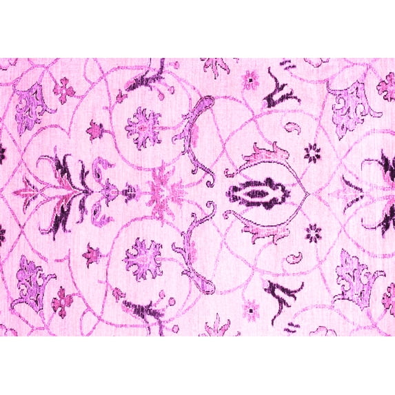 Ahgly Company Indoor Rectangle Abstract Pink Contemporary Area Rugs, 6' x 9'