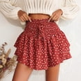 thumbnail image 2 of zaveiop Floral Skorts for Woman Ruffle Mini Skirt with Shorts Underneath Causal Summer Boho Outfits (Wine, XL), 2 of 9