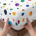 thumbnail image 3 of Twin Sze Fitted Sheet Set - Colorful Polka Dot 2 Piece Bedding Sets 16" Deep Pocket Fitted Sheet with 1 Pillowcase, Rainbow Color Polka Dots Abstract Brushed Microfiber Hotel Luxury Bed Sheets, 3 of 9