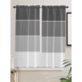 thumbnail image 2 of Bedroom Curtains 63 Inches length, Black Grey Striped Window Treatment Curtain Drapes, Farmhouse Modern Rod Pocket Curtain Panels for Living Room Kitchen, 42"x63", 2 Panels, 2 of 7