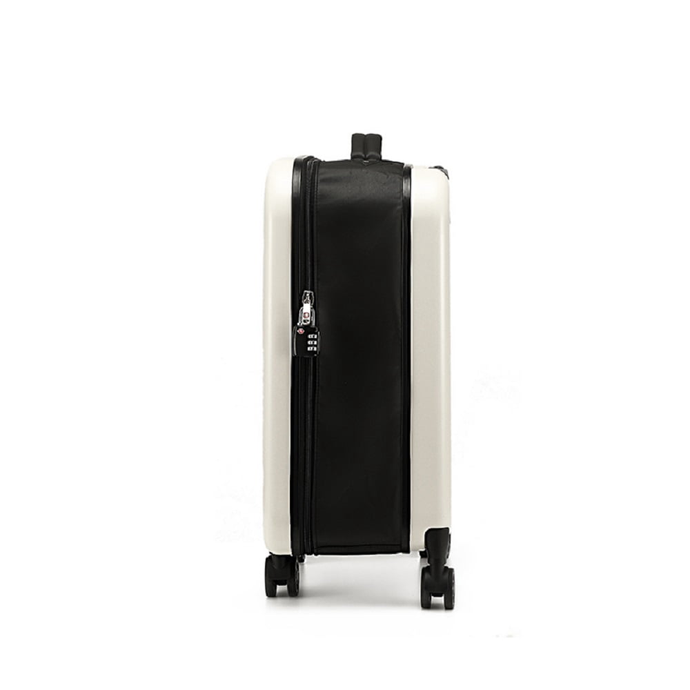 Fashion White Foldable 20in Travel Luggage Expandable 45L Capacity Hard Shell Boarding Suitcase with Oxford Lining