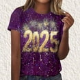 thumbnail image 4 of Camisetas Casuales de Mujer Año Nuevo Impreso Suéter de Manga Corta Cuello Redondo, Top de Moda para el Uso Diario, 4 of 4
