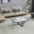 thumbnail image 1 of Gzxs Minimalism Rectangle Coffee Table, Black Metal Frame, 1 of 10