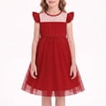 thumbnail image 4 of Flower Girl Dress Mesh Flutter Sleeve Tulle Summer Casual Party Wedding Guest Dress,A-Line, 4 of 6
