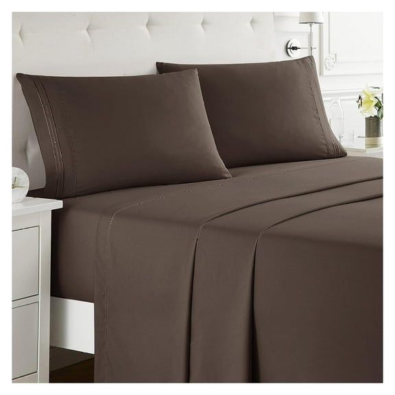 TiaGOC Cal King Size Sheets Set - 4 Piece California King Sheets, Deep Pocket, Hotel Luxury, Extra Soft, Breathable and Cooling, Chocolate Brown Cal King Bed Sheets