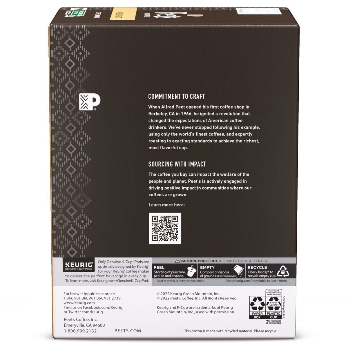 2X - Peet's Cafe Domingo Medium Roast Coffee - Keurig K-Cup Pods - 22ct