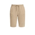 thumbnail image 6 of XUNKUSGA Womens Capri Pants High Waisted Wide Leg Knee Length Hiking Shorts Lightweight Breathable Capri Pants for Business Casual Beach Travel,Brown,S, 6 of 6