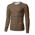 thumbnail image 5 of GrmtClth Mens Long Sleeve Shirts Comfortable V-Neck Breathable Top Solid Color Soft T-Shirts Slim Fit Clothing Coffee 5XL, 5 of 7