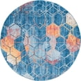 thumbnail image 1 of Unique Loom Tapis en Treillis Géométrique Arc-en-Ciel 6' x 6' Rond Bleu/pêche, 1 of 1