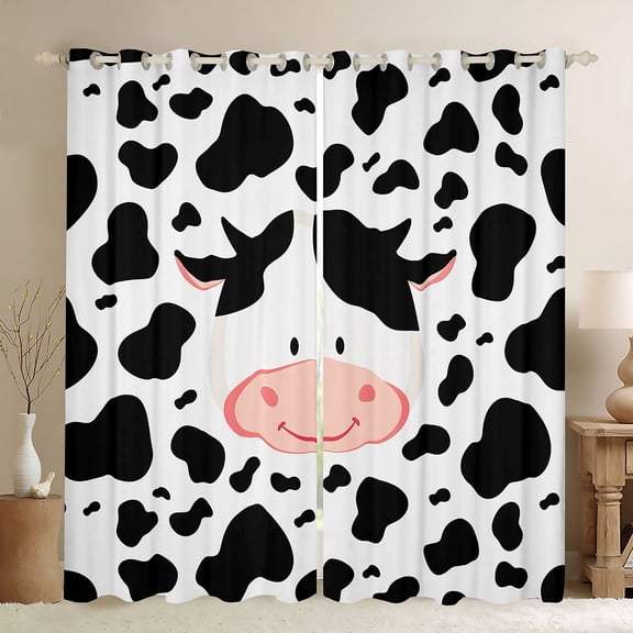 Castle Fairy Cartoon Cow Black Out Curtains,Farmhouse Curtains Pack of 2 (42x63 Each)