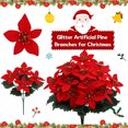 thumbnail image 3 of Janrevotw Christmas Decorations - 6 Pack Poinsettias Artificial Christmas Flowers, Fake Red Velvet Artificial Poinsettias Flowers for Christmas Tree Home Party Porch Yard Indoor Outdoor Decor Red, 3 of 5