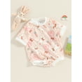 thumbnail image 2 of Bagilaanoe Newborn Baby Girl Boy Easter Rompers Floral Print Short Sleeve Bodysuits 3M 6M 12M 18M Infant Casual One Piece Short Jumpsuit, 2 of 8