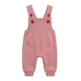 thumbnail image 2 of BRGZLK Baby Boys Girls Knit Overalls 2026 Autumn Winter Solid Color Knitted Jumpsuit Long Pants for Toddlers Newborn Infants Pink 12-18 Months, 2 of 7