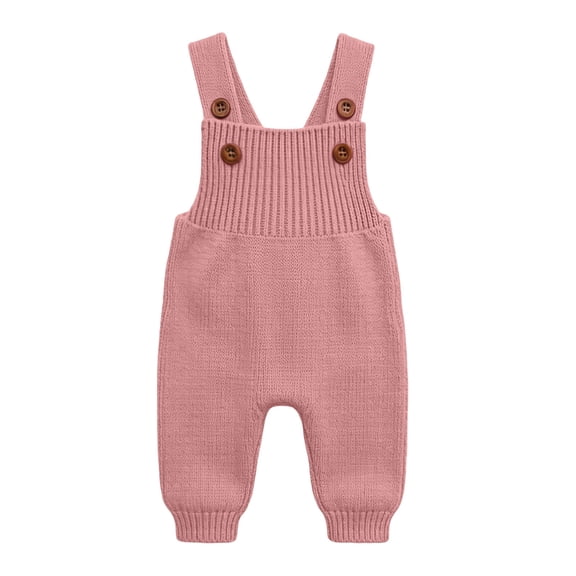 Ohufall 3M-3Y Boys Girls Baby Jumpsuit Cute Button Knit Pants Comfort Autumn Casual Overalls