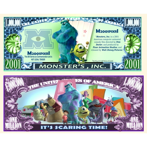 Anime Source Monsters, Inc. Animated Film Sullivan Monster Commemorative Novelty Million Bill with Semi Rigid Protector