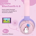 thumbnail image 6 of Unicorn Kids Bluetooth Headphones for Girls, Toddler Headphones for School, 85/95dB Safe Volume, 50H Playtime, Bluetooth 6.0, Built in Mic, 6 of 10