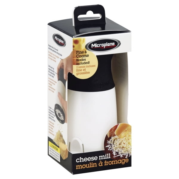 Microplane Plastic Cheese Grater, Grinder / Mill Style, Black And White, 448007