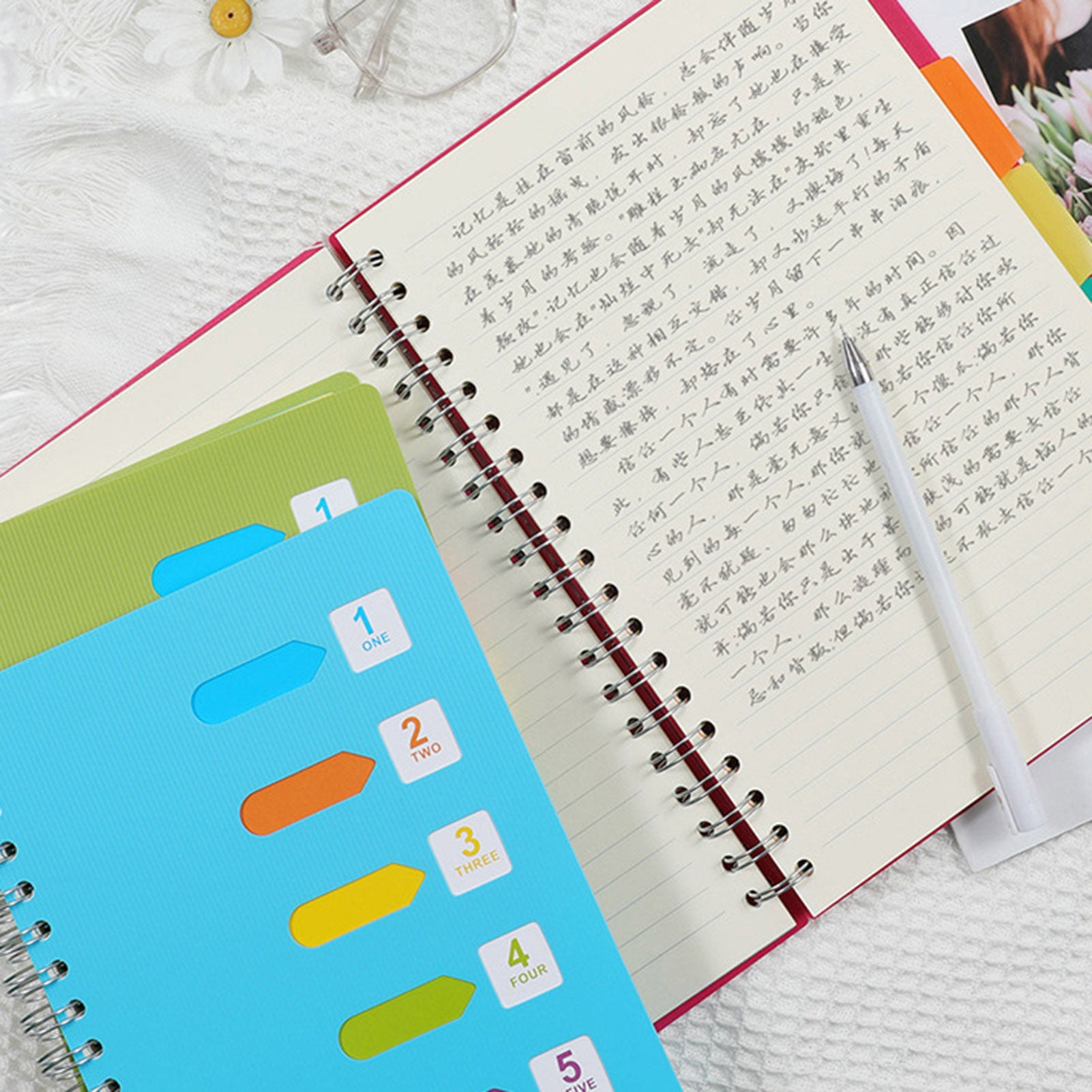 Homerr Notebook Spiral Notebook with Dividers Smooth Writing Premium Thickened Page A5/B5 Coil Ring 5 Subject Notebook Office Supplies Spiral Notebook