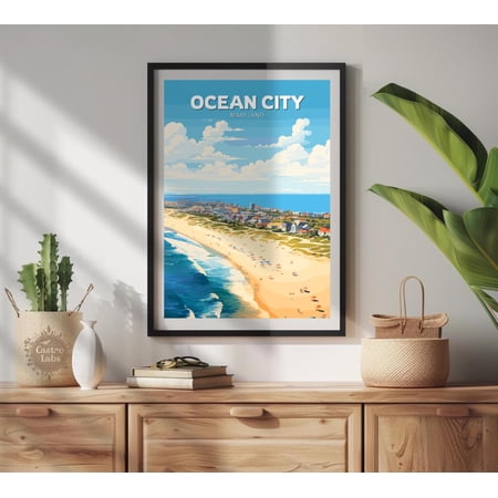 Ocean City Maryland Travel Poster, Coastal Beach Art, Poster Only