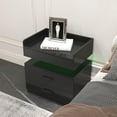 thumbnail image 3 of paproos LED Nightstand with 2 Drawers, Modern Black Nightstand with Remote Control LED, Tall Bedside Table, Nightstand with Storage Drawers for Bedroom Living Room, 3 of 10
