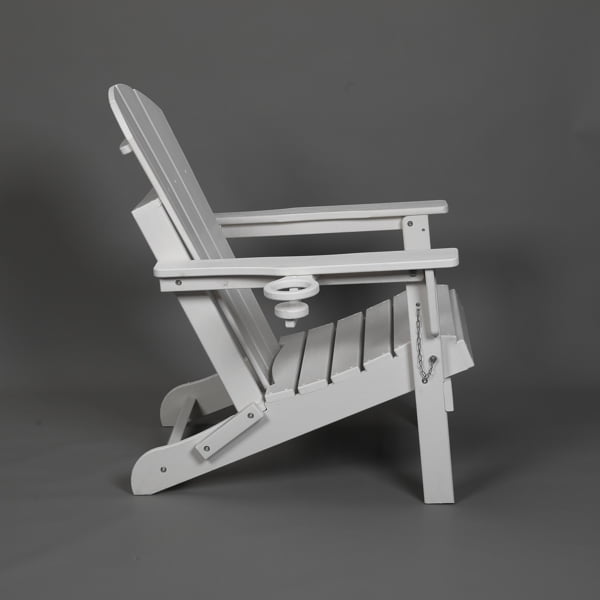 Folding Adirondack Chair, Large Seat Tall Backrest Wide Armrests, Integrated Cup Holder, 350 lbs Weight Capacity, All-Weather Outdoor Chair, for Patio Garden Porch Backyard