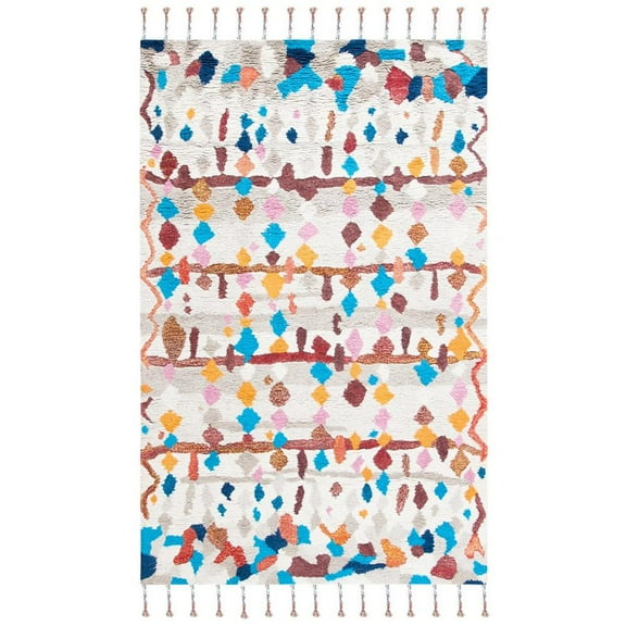 SAFAVIEH Casablanca Isolde Southwestern Shag Area Rug, Ivory/Multi, 5' x 8'