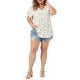 thumbnail image 2 of Agnes Orinda Women's Plus Size Floral Tops V Neck Ruffle Sleeve Summer Casual Blouses 2X White, 2 of 6