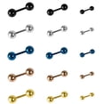 thumbnail image 3 of Trayknick Boucles d'Oreilles Simples Résistantes à l'Usure pour Hommes Punk Ball Barbell pour Rendez-Vous Noir 3mm, 3 of 13