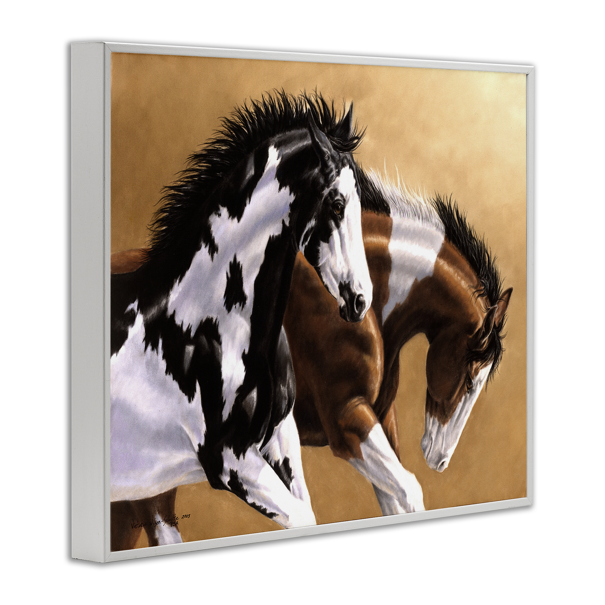 Stupell Industries Wild & Free Mares Animals & Insects Painting White Framed Art Print Wall Art, 14 x 11