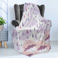 thumbnail image 4 of Autunm Soft Flannel Fleece Throw Blanket, Abstract Double Exposure Umbrella Parasol Motifs on Nostalgic Polka Dots Backdrop, Cozy Plush for Indoor and Outdoor Use, 50" x 70", Lilac Pink, by Ambesonne, 4 of 5