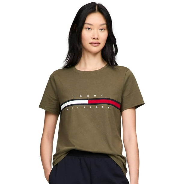 Camiseta Tommy Hilfiger de corte regular con bandera bordada para mujer